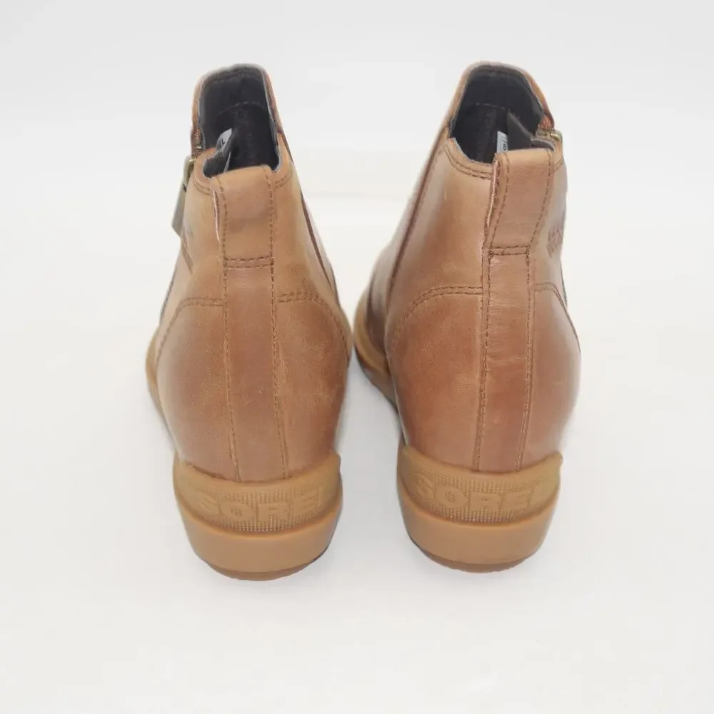 NEW Sorel Evie Zip Leather Boots Booties Velvet Tan Brown Women's 8 - Picture 3 of 7